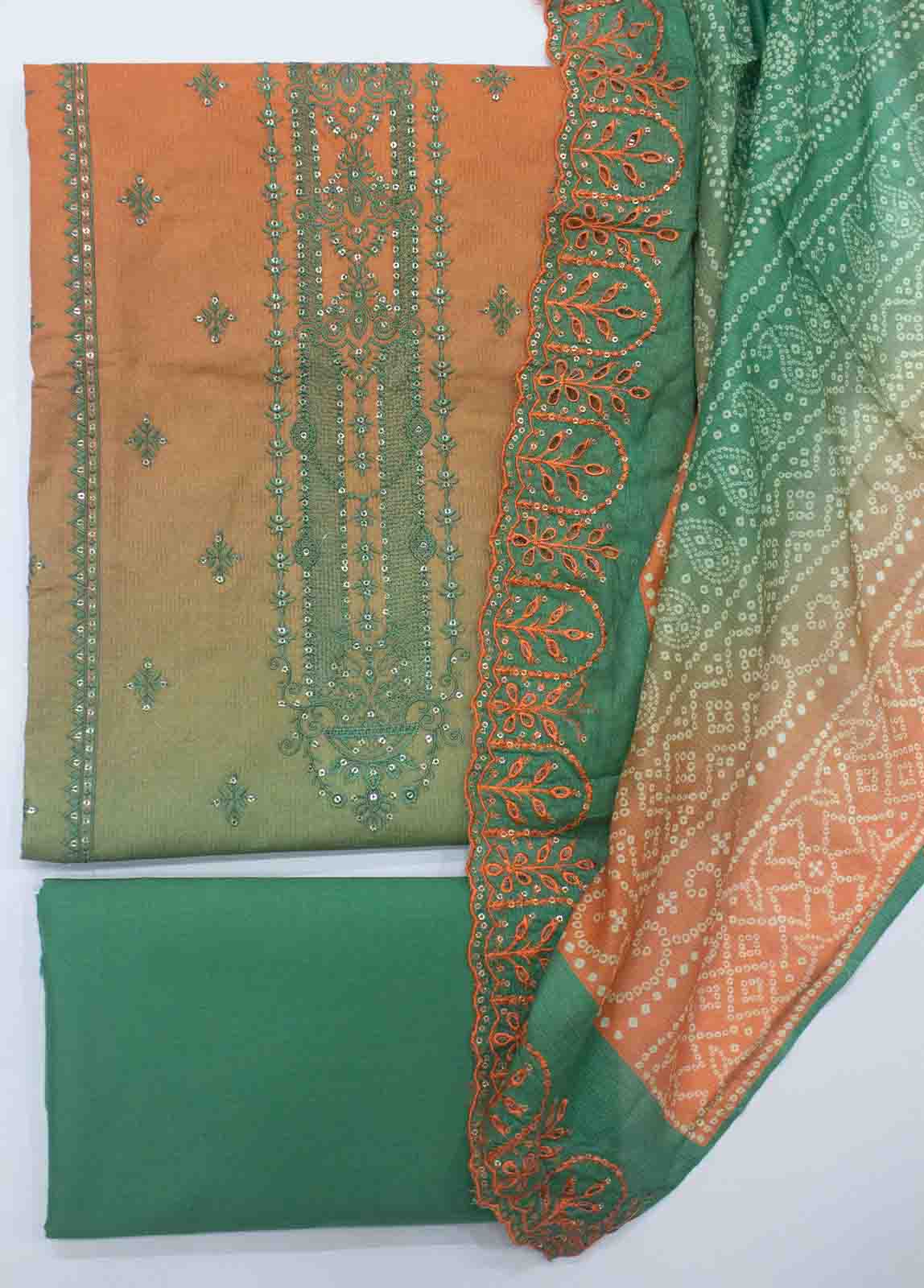 Bin Saeed Fabric - EU-0594-3 Piece Lawn Embroidered UnStitched Suit