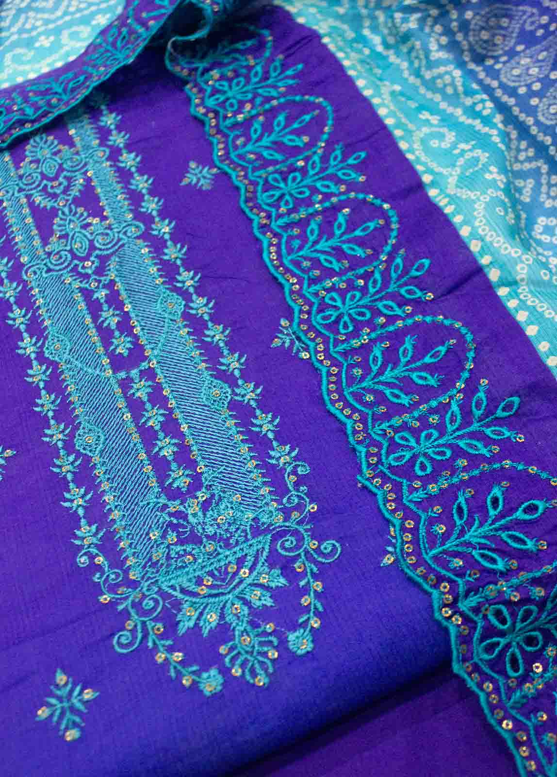 Bin Saeed Fabric - EU-0595-3 Piece Lawn Embroidered UnStitched Suit