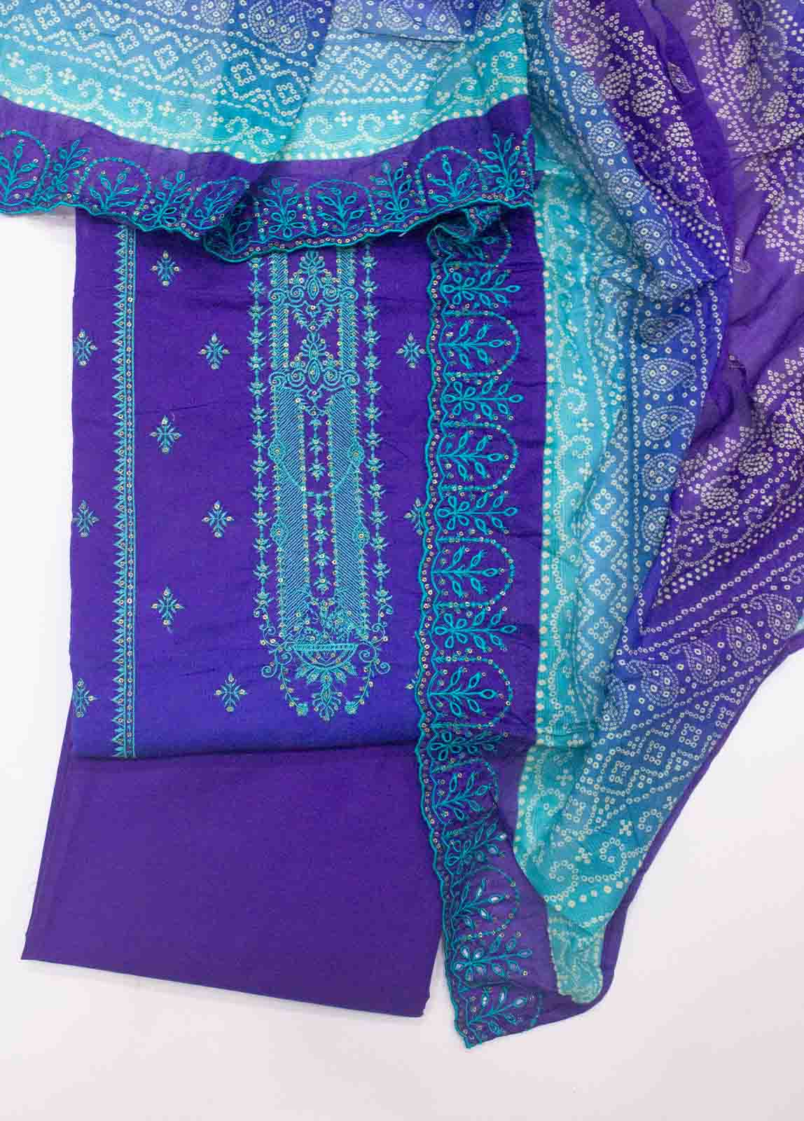 Bin Saeed Fabric - EU-0595-3 Piece Lawn Embroidered UnStitched Suit