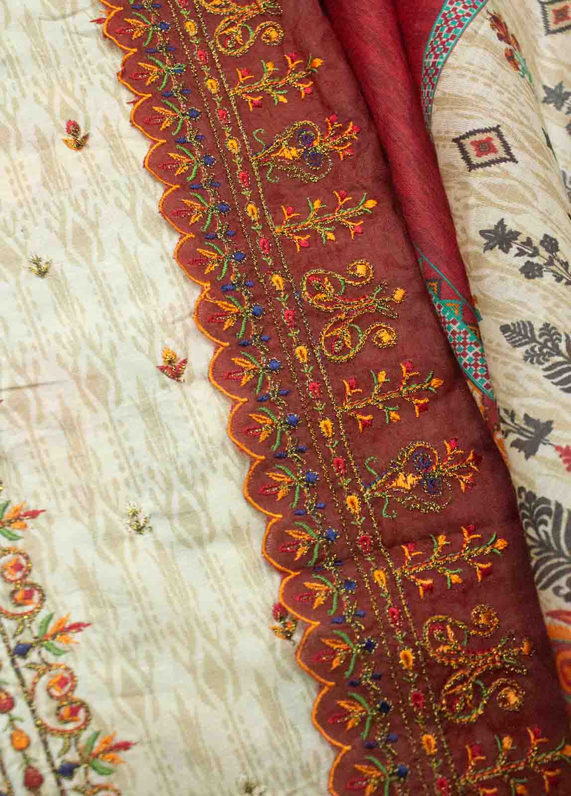 Bin Saeed Fabric - EU-0603-3 Piece Lawn Embroidered UnStitched Suit