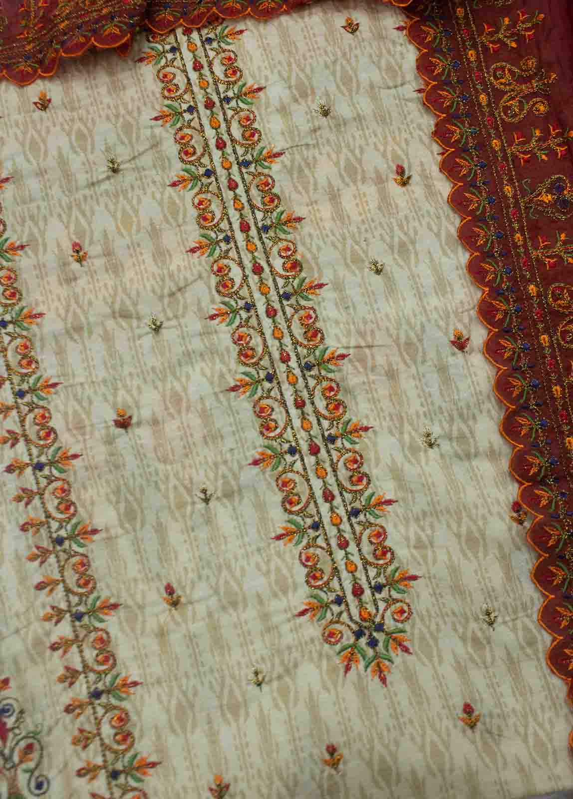 Bin Saeed Fabric - EU-0603-3 Piece Lawn Embroidered UnStitched Suit