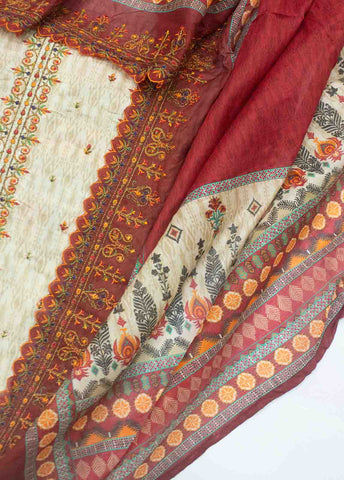 Bin Saeed Fabric - EU-0603-3 Piece Lawn Embroidered UnStitched Suit