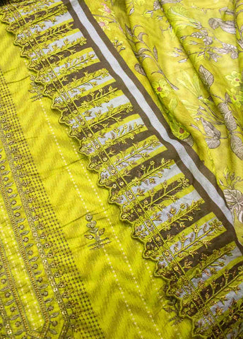 Bin Saeed Fabric - EU-R549-3 Piece Unstitched Lawn Embroidery Suit