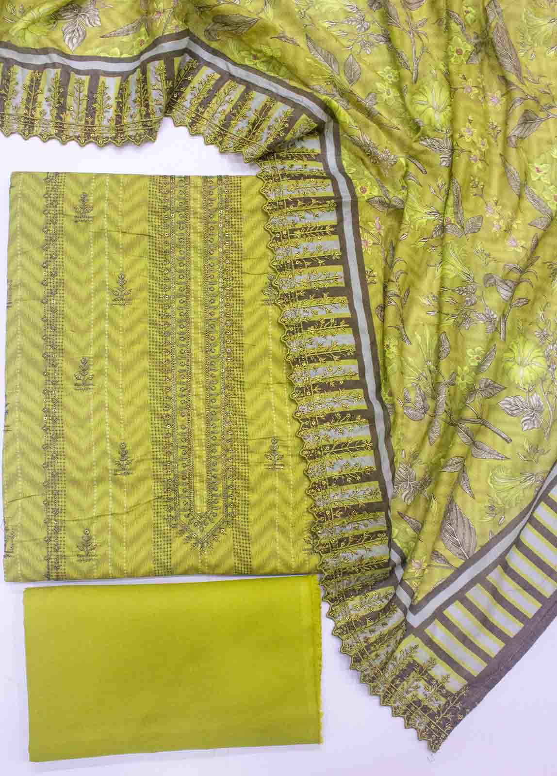 Bin Saeed Fabric - EU-R549-3 Piece Unstitched Lawn Embroidery Suit