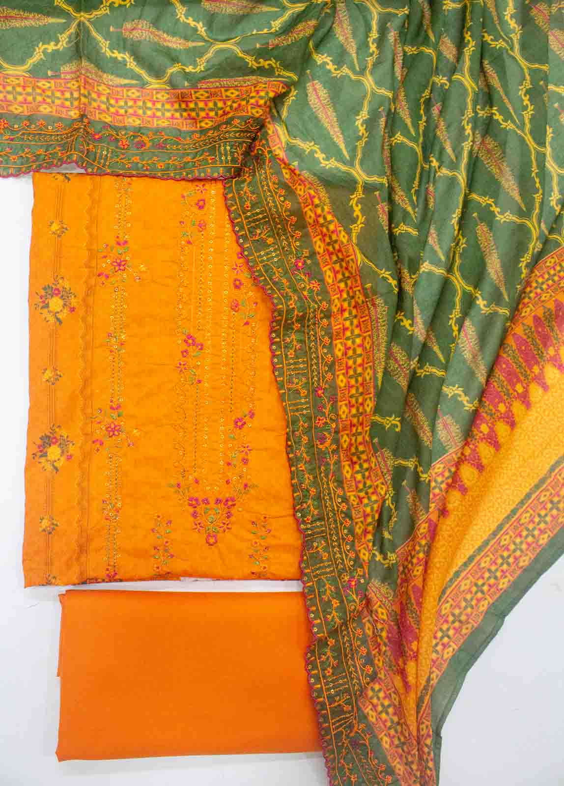 Bin Saeed Fabric - EU-R550-3 Piece Unstitched Lawn Embroidery Suit