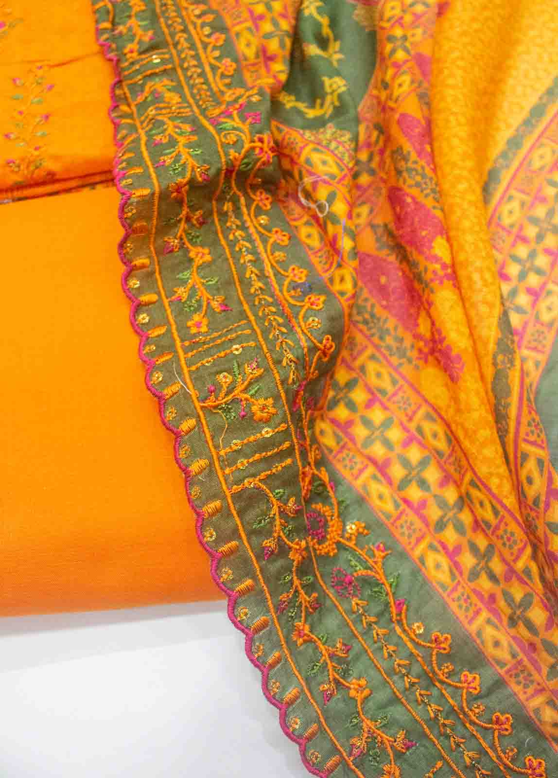 Bin Saeed Fabric - EU-R550-3 Piece Unstitched Lawn Embroidery Suit