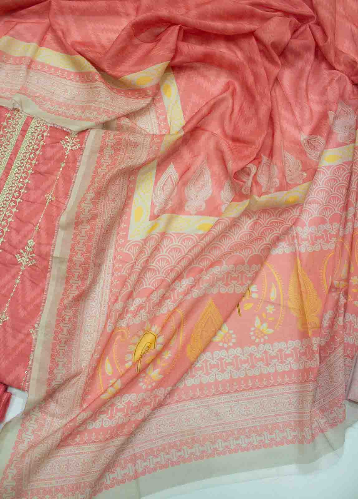 Bin Saeed Fabric - EUP-R544-3 Piece Unstitched Lawn Embroidery Suit