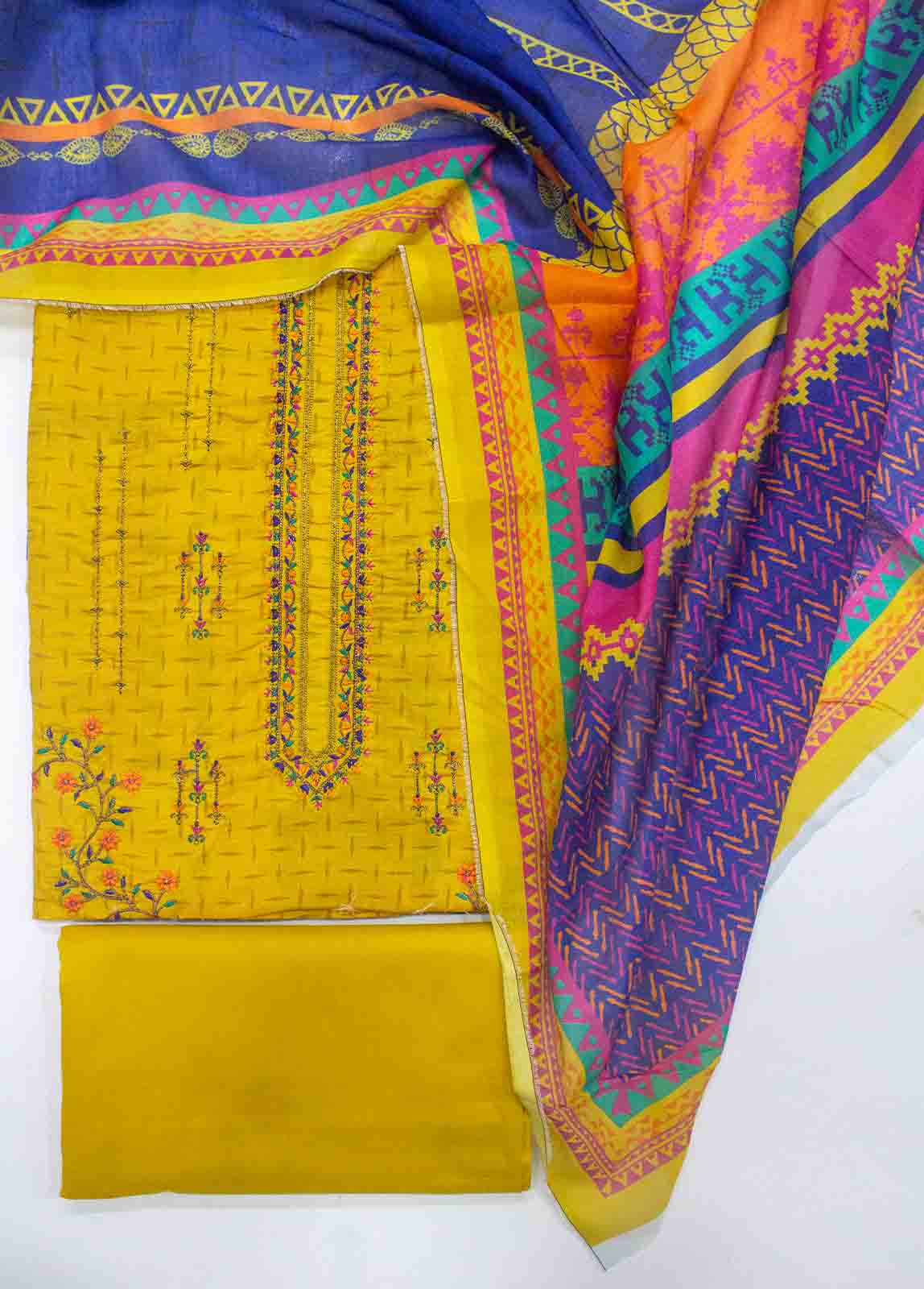 PD-568-3 Piece Unstitched Lawn Embroidery Suit