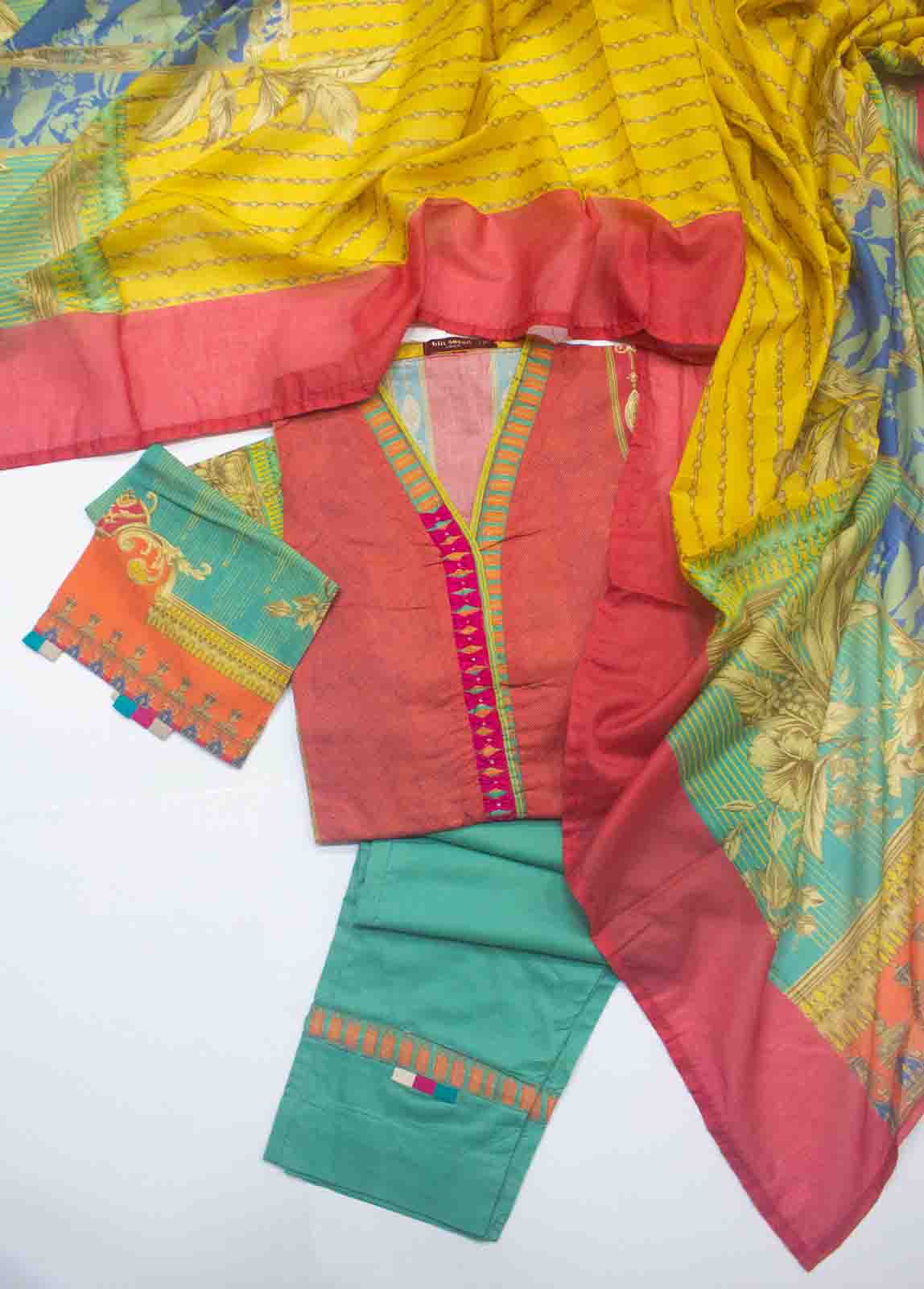 Bin Saeed Fabric - F-0002- 3 Piece Printed Stitched Suit