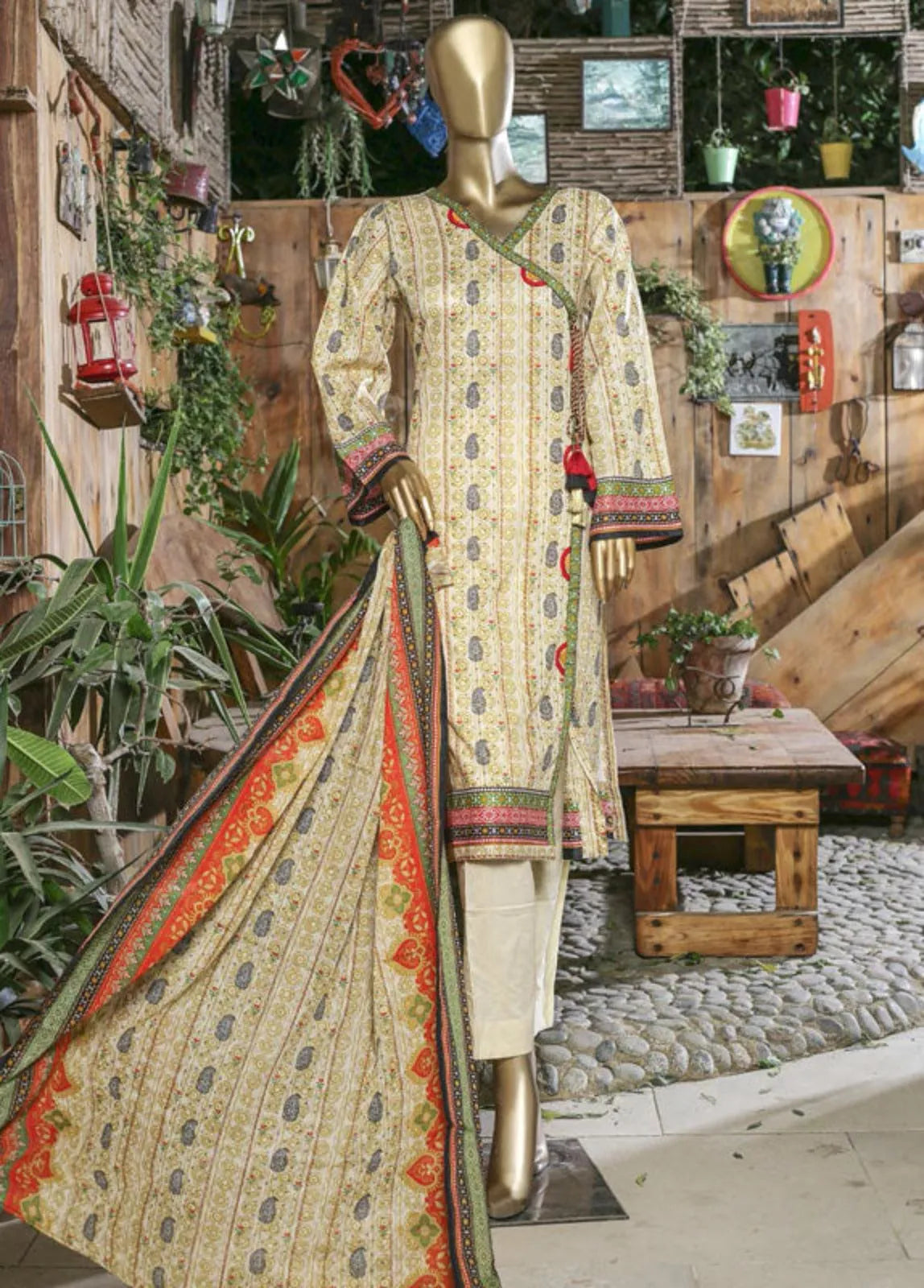 Bin Saeed Fabric - F-0083 - 3 Piece Printed Lawn Stitched Suit