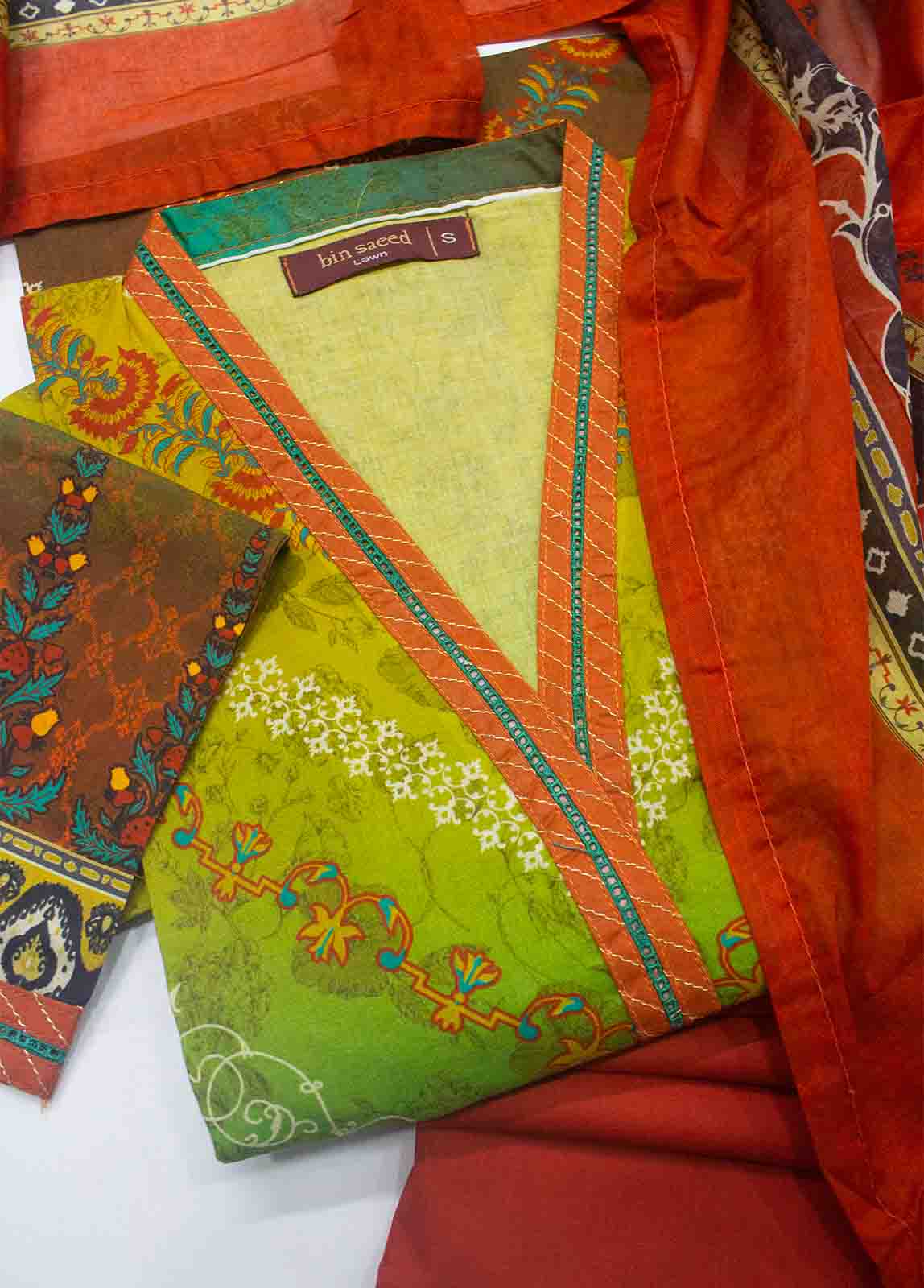 Bin Saeed Fabric - F-0130- 3 Piece Printed Stitched Suit