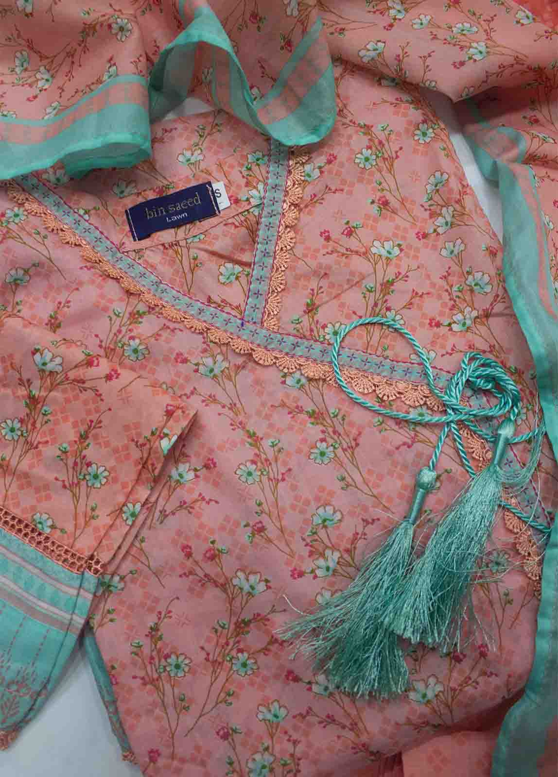 Bin Saeed Fabric - F-0180- 3 Piece Printed Stitched Suit