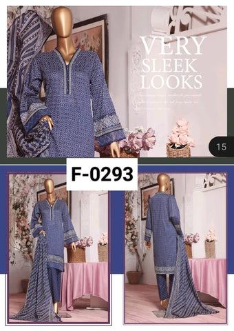 Bin Saeed Fabric - F-0293 - 3 Piece Printed Lawn Stitched Suit