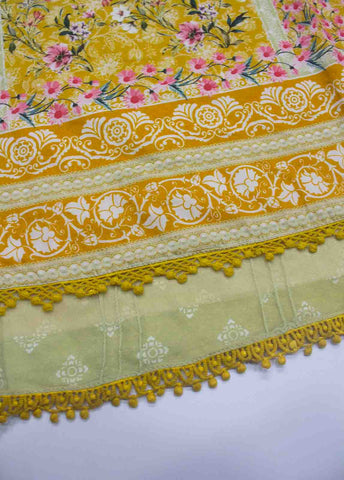 Bin Saeed Fabric - F-0384- 3 Piece Printed Stitched Suit