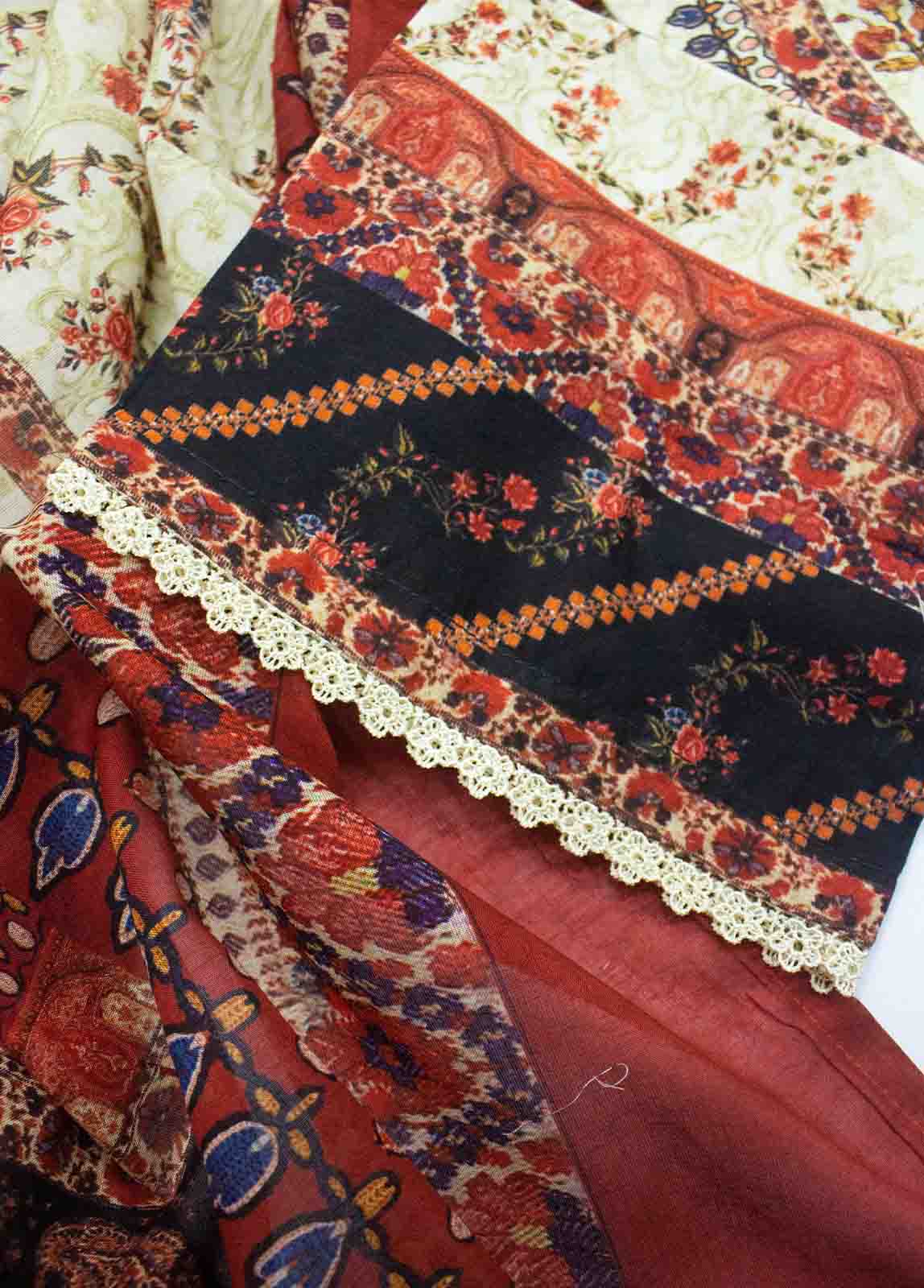 Bin Saeed Fabric - F-0407 - 3 Piece Printed Stitched Suit