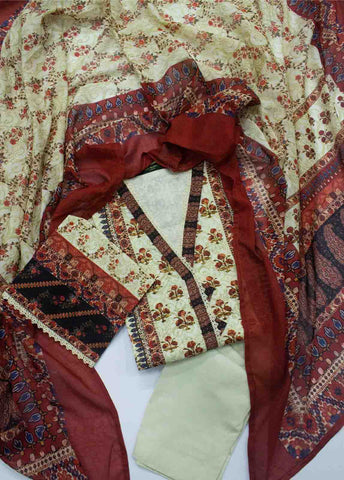 Bin Saeed Fabric - F-0407 - 3 Piece Printed Stitched Suit