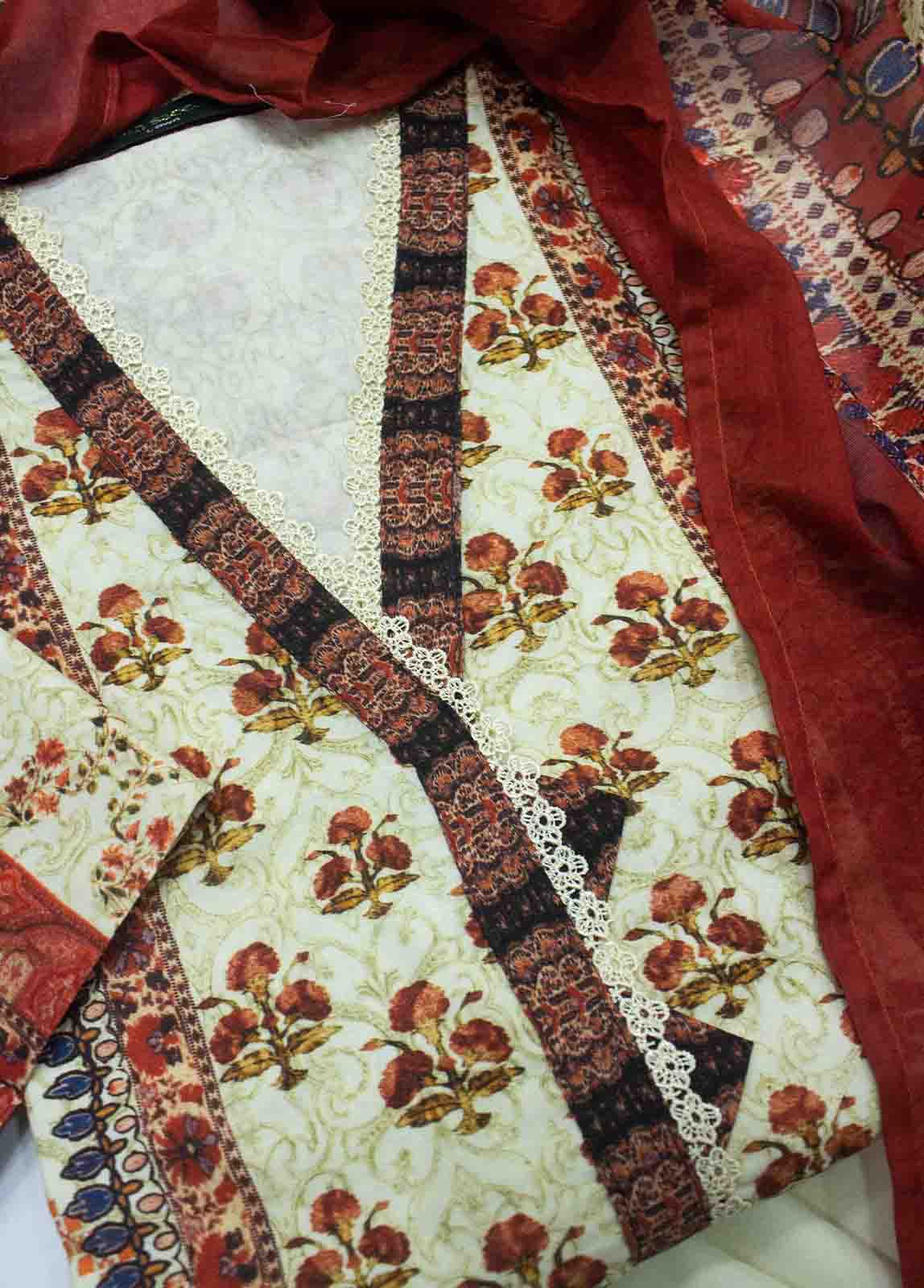 Bin Saeed Fabric - F-0407 - 3 Piece Printed Stitched Suit