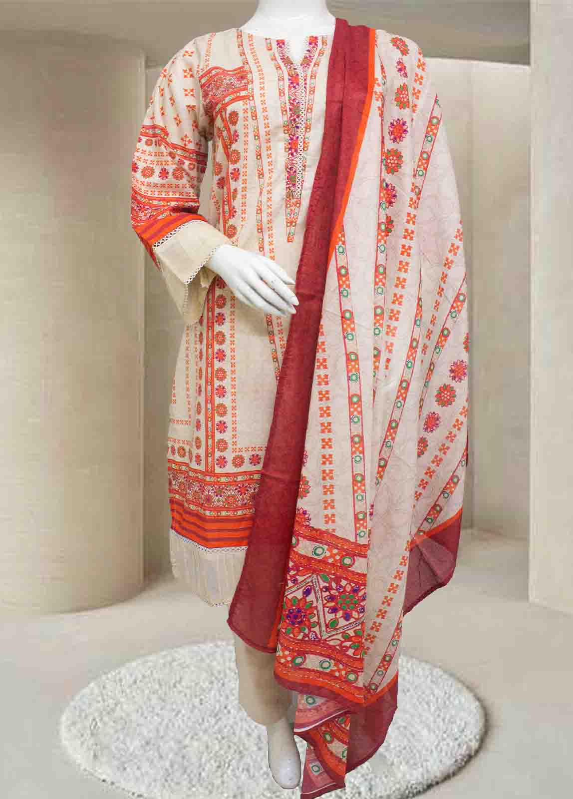 Bin Saeed Fabric - F-0420- 3 Piece Printed Stitched Suit