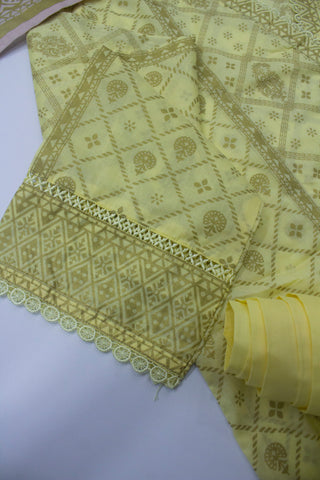 Bin Saeed Fabric - F-0531- 3 Piece Printed Stitched