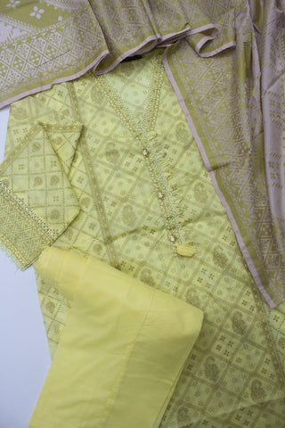 Bin Saeed Fabric - F-0531- 3 Piece Printed Stitched