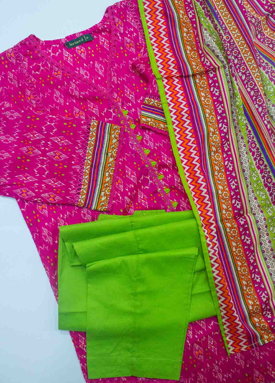 Bin Saeed Fabric - F-0542- 3 Piece Printed Stitched Suit