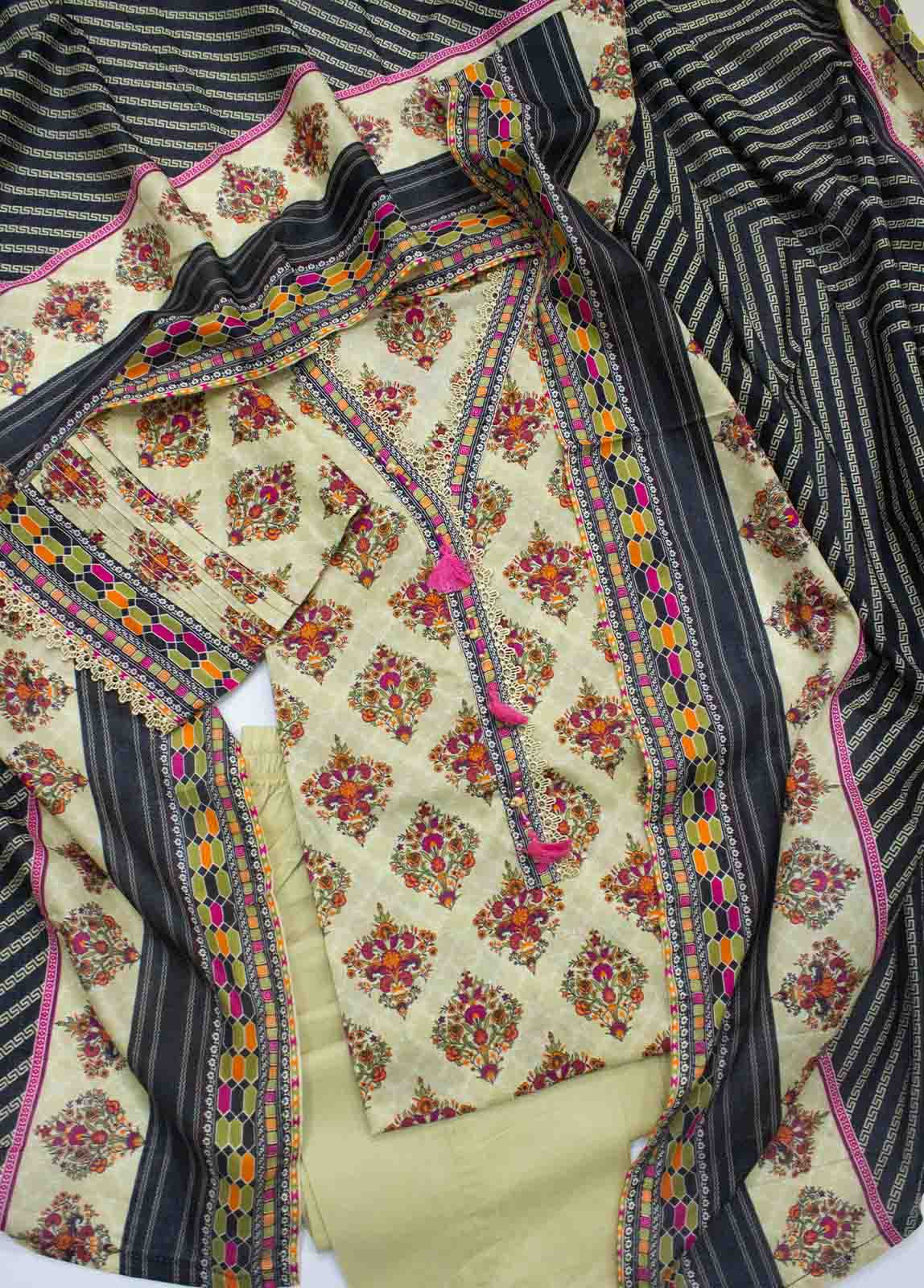 Bin Saeed Fabric - F-0544- 3 Piece Printed Stitched Suit