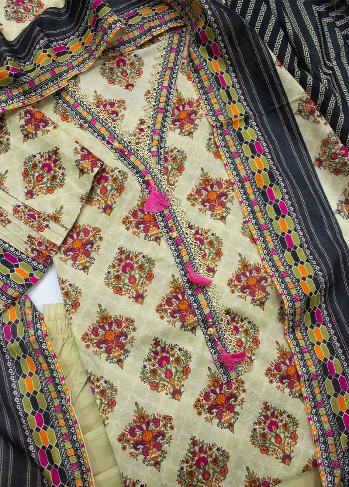 Bin Saeed Fabric - F-0544- 3 Piece Printed Stitched Suit