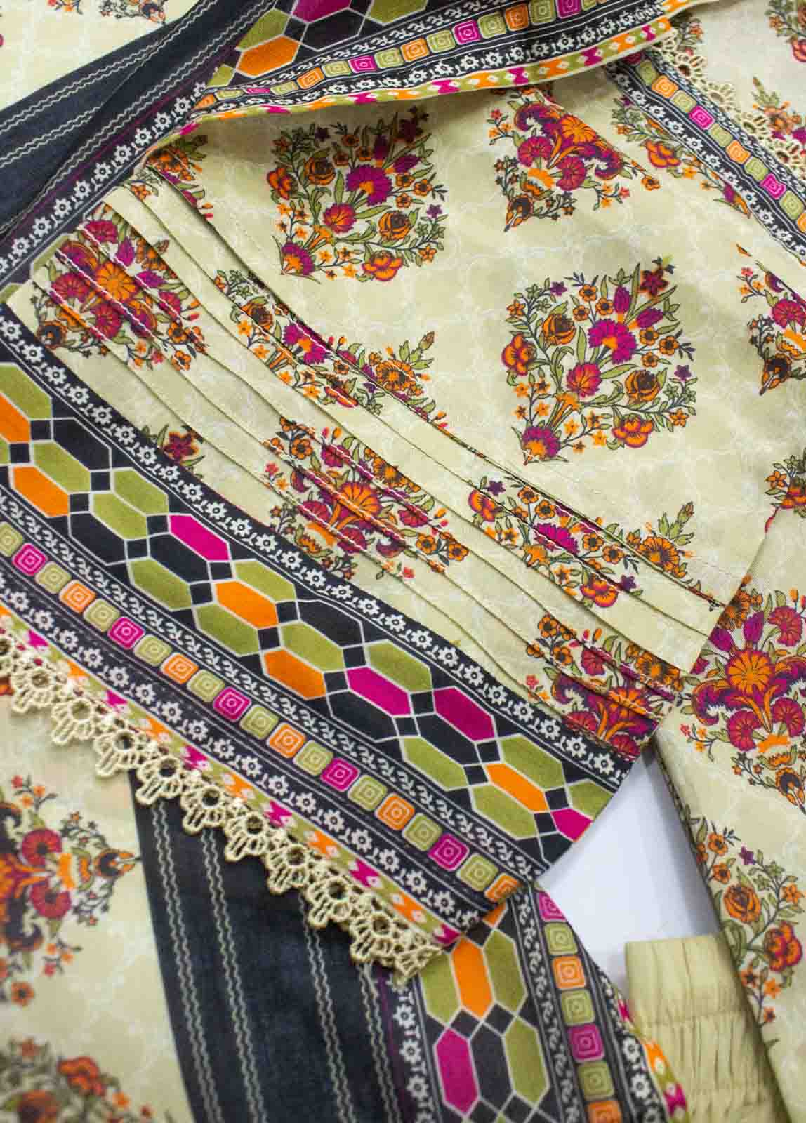 Bin Saeed Fabric - F-0544- 3 Piece Printed Stitched Suit