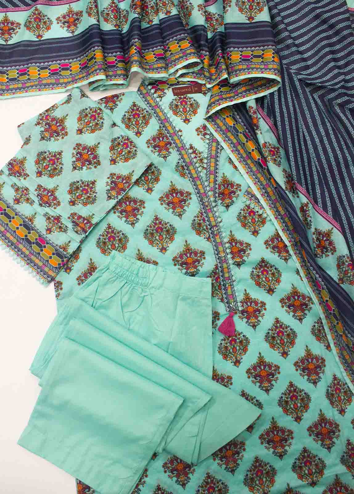 Bin Saeed Fabric - F-0546- 3 Piece Printed Stitched Suit