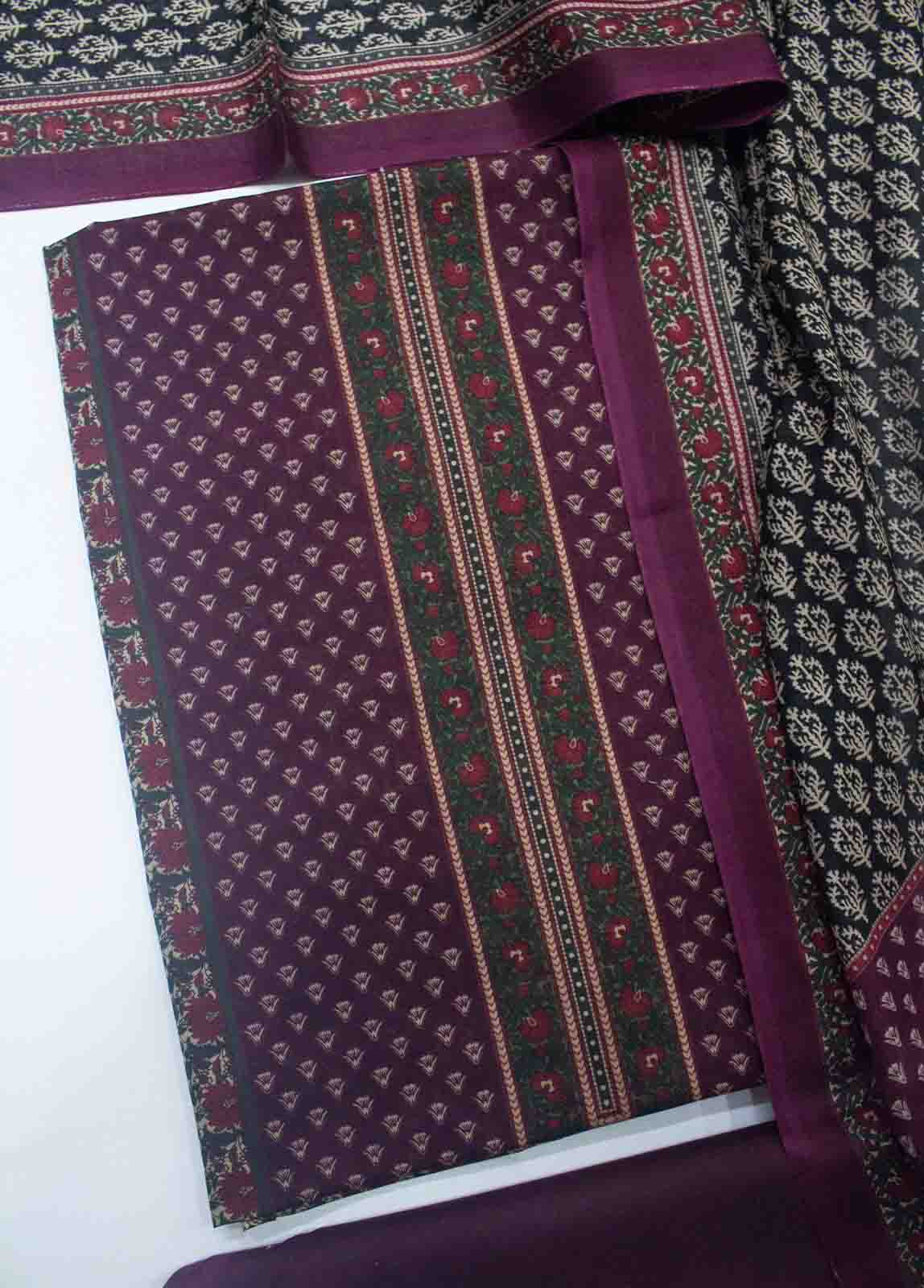 Bin Saeed Fabric - F&F-0014 B-3 Cotton Fariha & Farah Printed UnStitched Suit