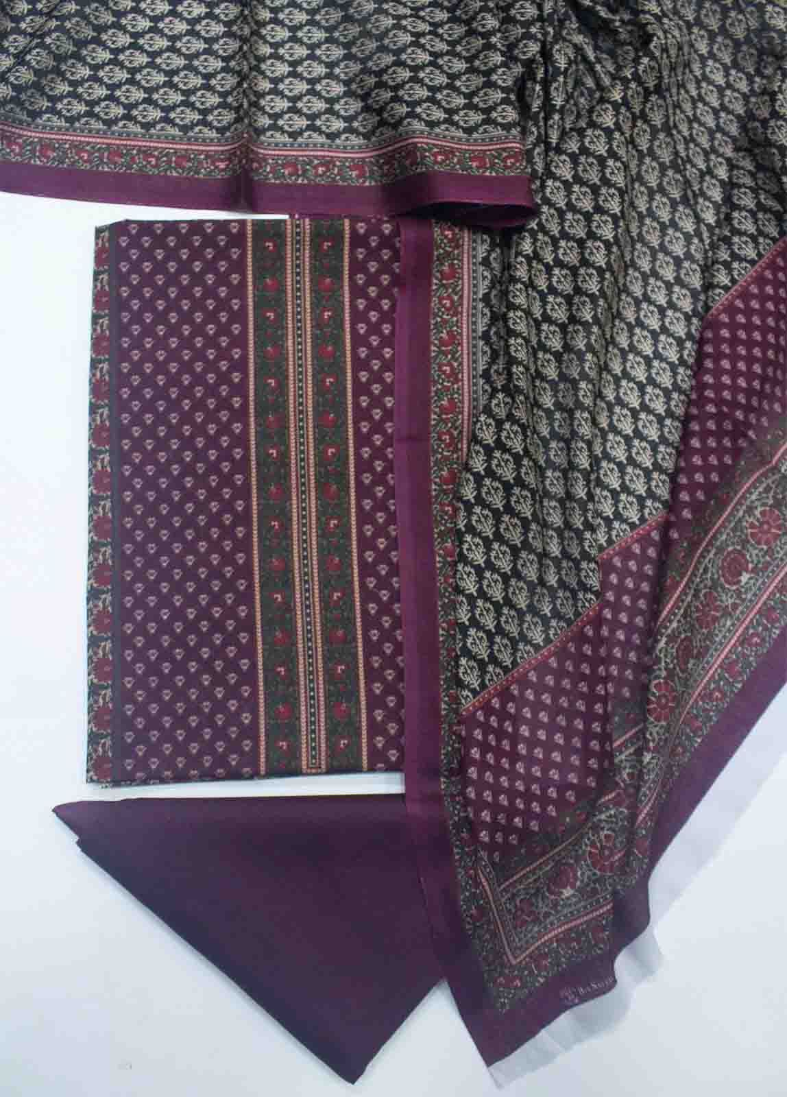 Bin Saeed Fabric - F&F-0014 B-3 Cotton Fariha & Farah Printed UnStitched Suit