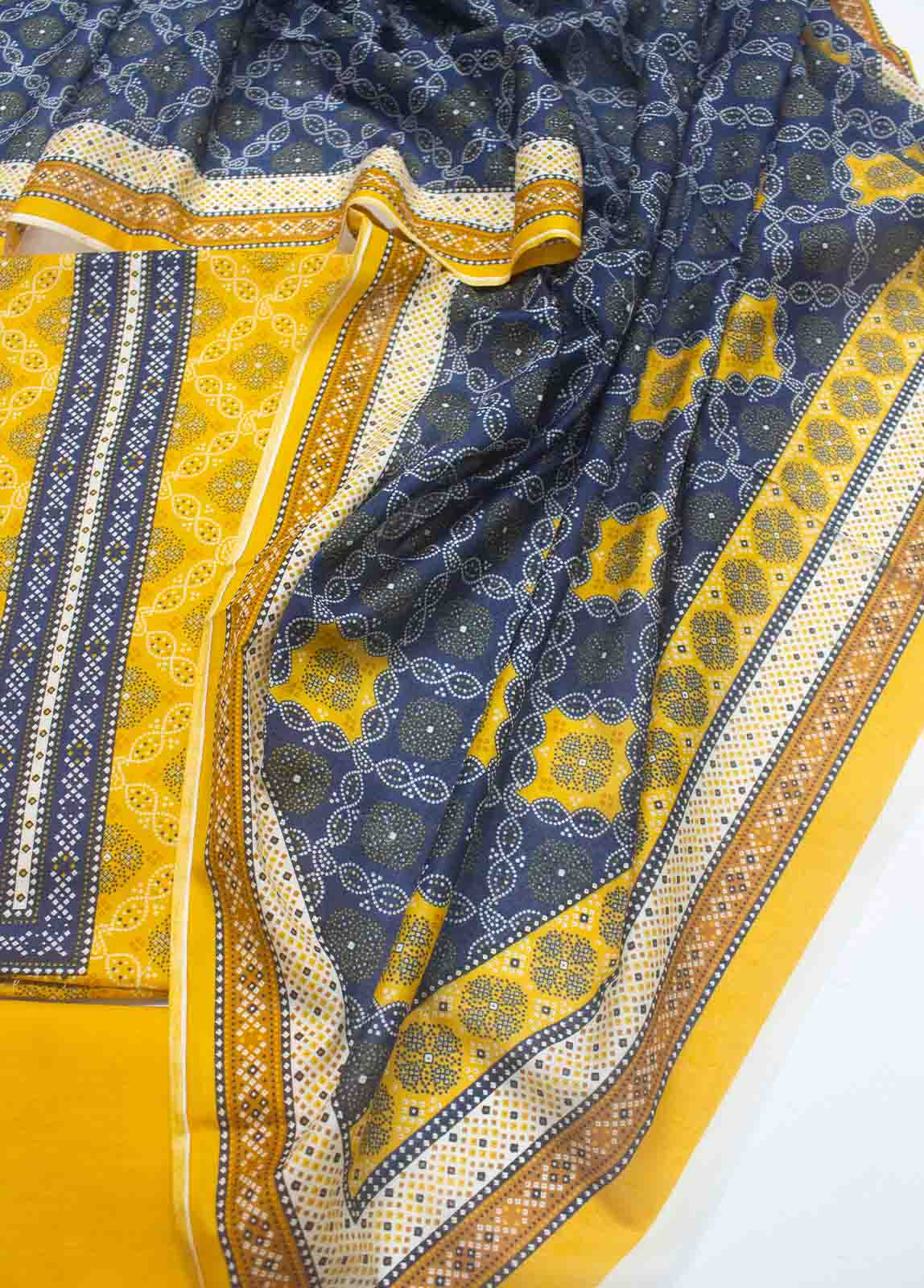 Bin Saeed Fabric - F&F-0016 A-3 Piece Lawn F&F Printed Unstitched Suit