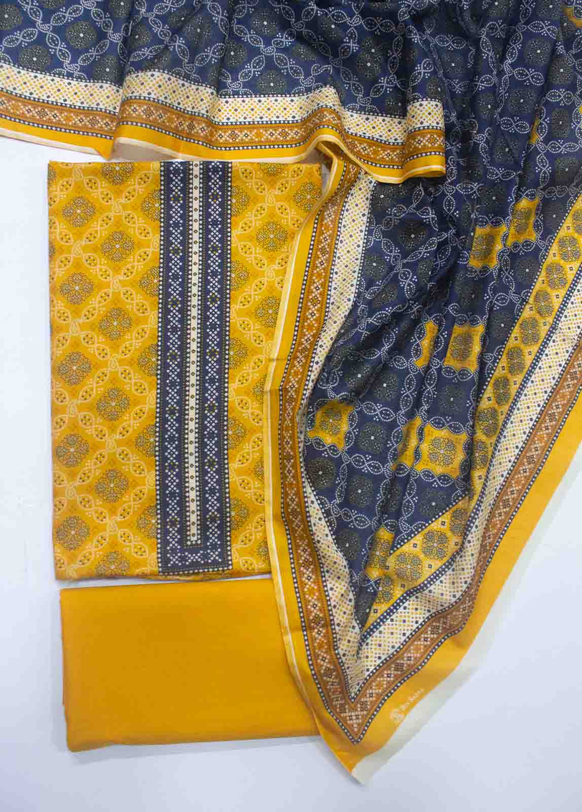 Bin Saeed Fabric - F&F-0016 A-3 Piece Lawn F&F Printed Unstitched Suit