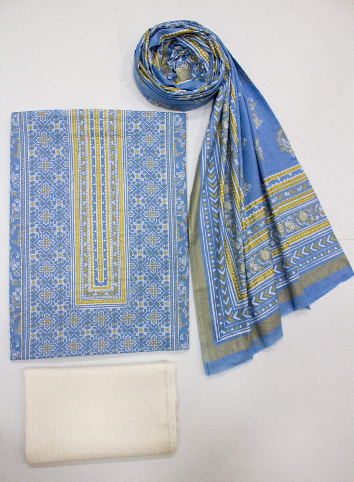 Bin Saeed Fabric - F&F-0100-B-  3 Piece UnStitched Printed Lawn