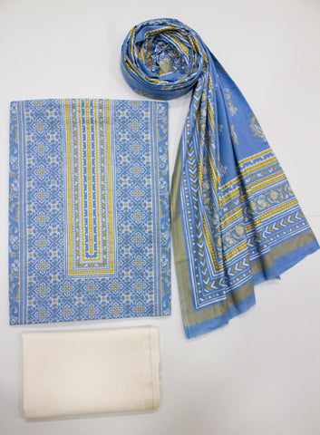 Bin Saeed Fabric - F&F-0100-B-  3 Piece UnStitched Printed Lawn