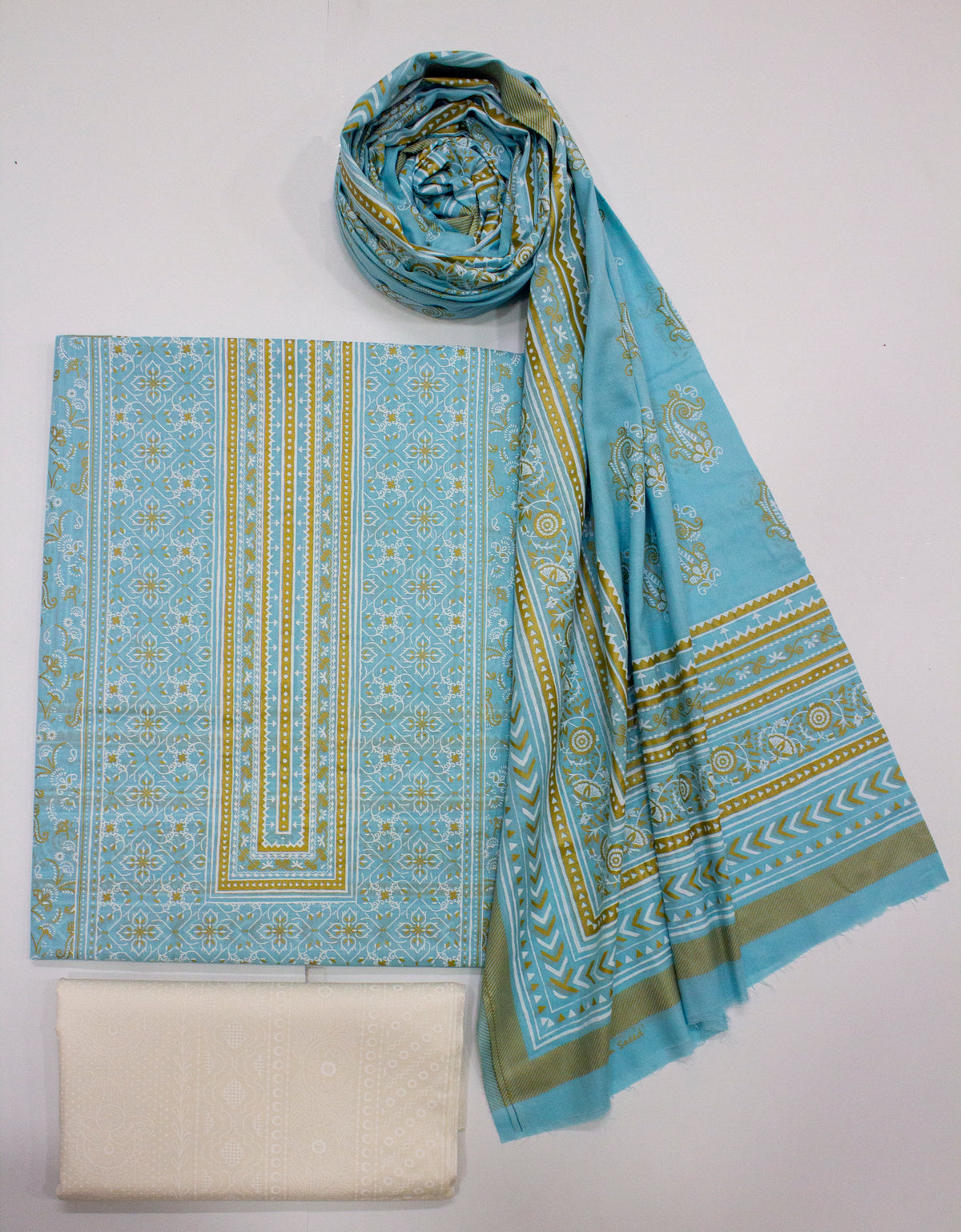 Bin Saeed Fabric - F&F-0100-C-  3 Piece UnStitched Printed Lawn