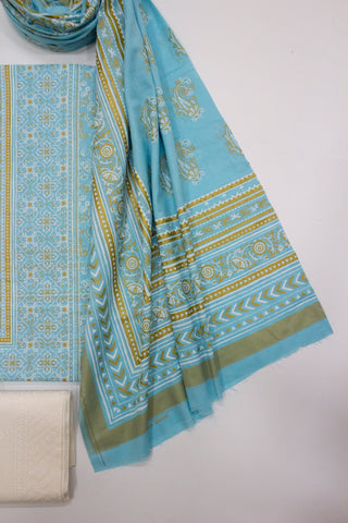 Bin Saeed Fabric - F&F-0100-C-  3 Piece UnStitched Printed Lawn