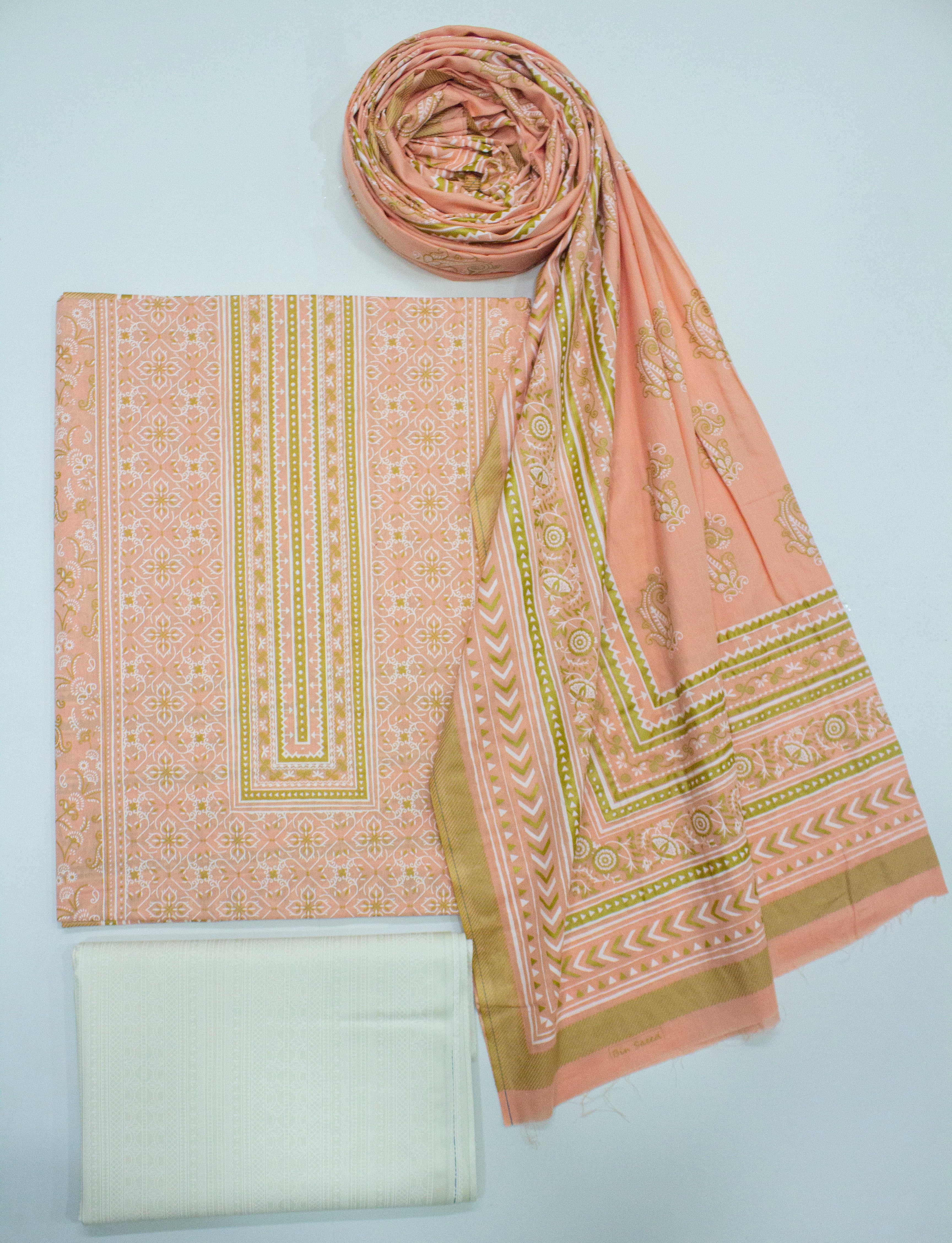 Bin Saeed Fabric - F&F-0100-D-  3 Piece UnStitched Printed Lawn
