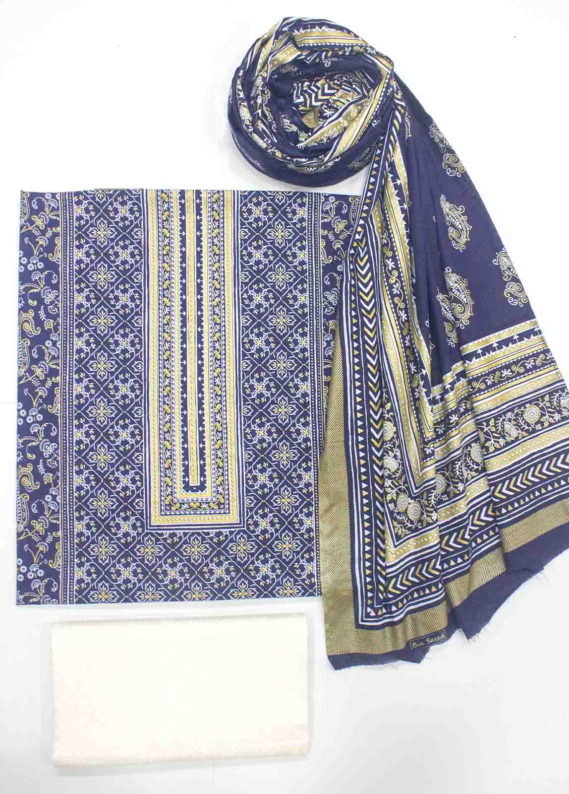 Bin Saeed Fabric - F&F-0100-F-  3 Piece UnStitched Printed Lawn