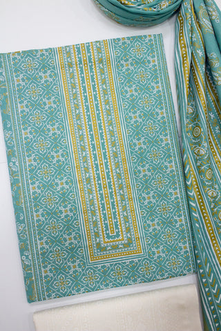 Bin Saeed Fabric - F&F-0100-  3 Piece UnStitched Printed Lawn