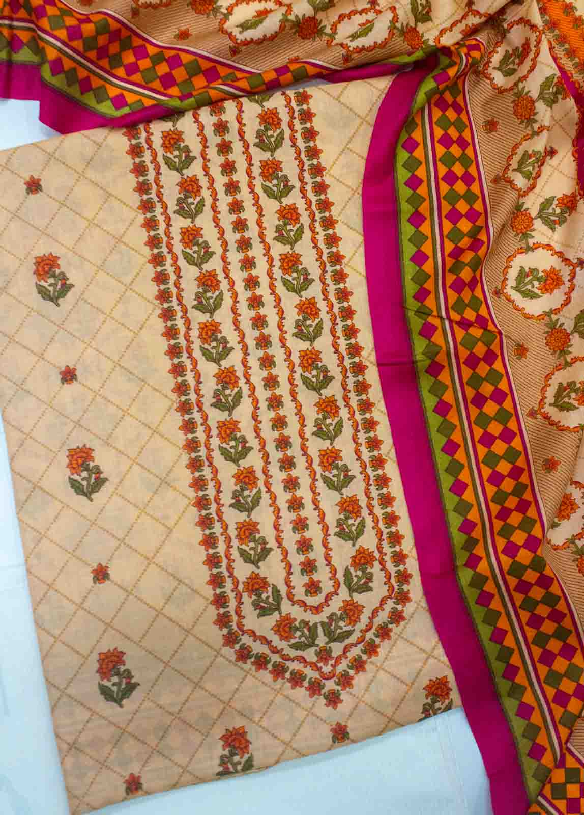 Bin Saeed Fabric - F&F-0503-  3 Piece UnStitched Printed Lawn