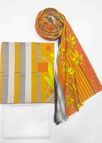 Bin Saeed Fabric - F&F-0507-  3 Piece UnStitched Printed Lawn