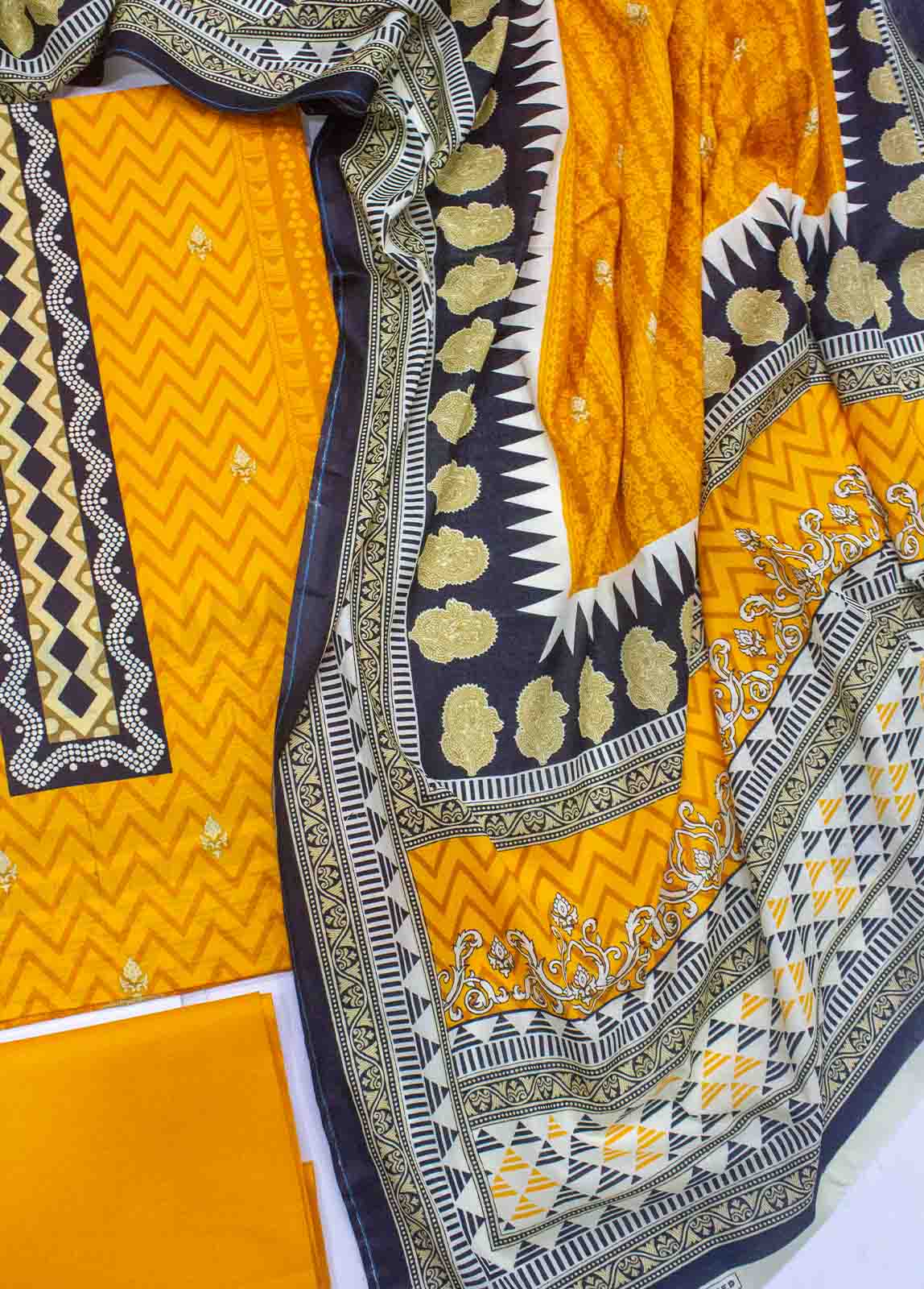 Bin Saeed Fabric - F&F-0517-  3 Piece UnStitched Printed Lawn