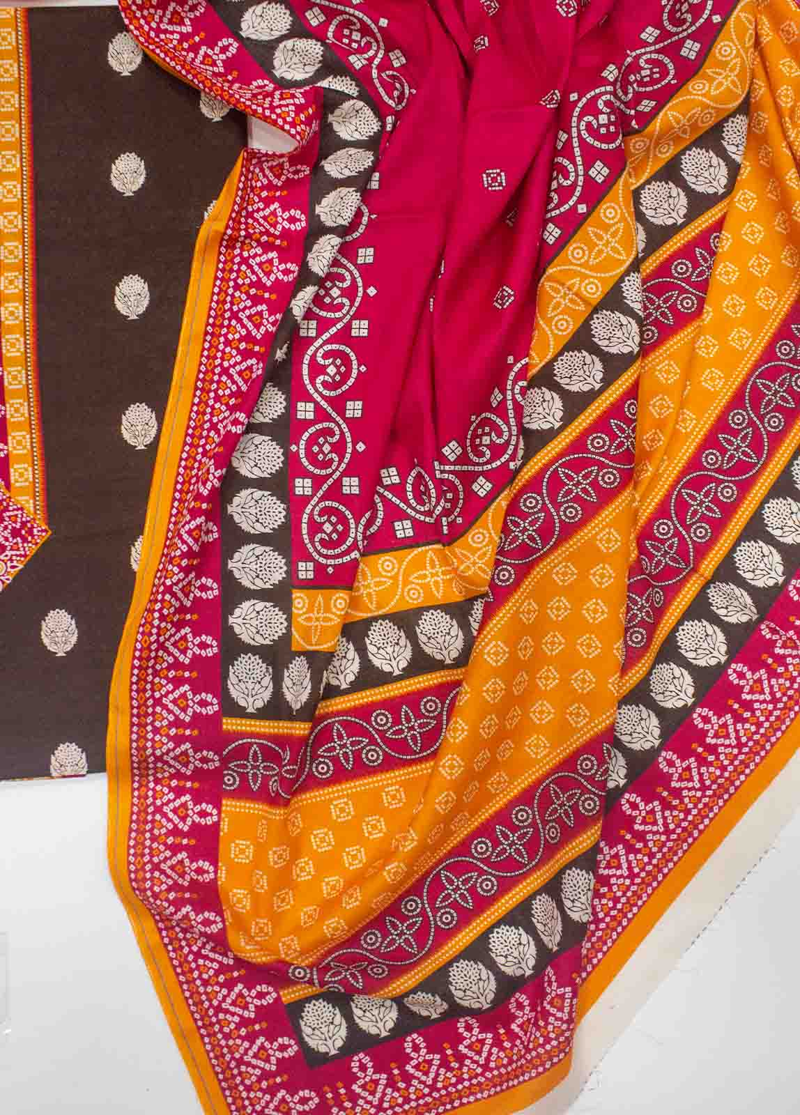 Bin Saeed Fabric - F&F-0541-  3 Piece UnStitched Printed Lawn