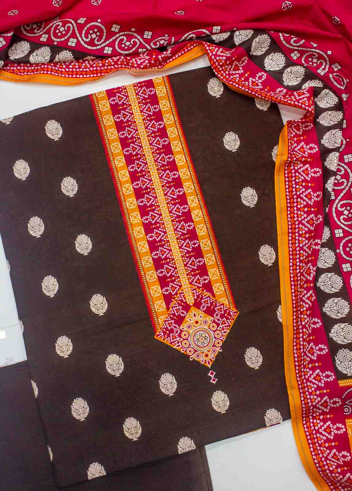 Bin Saeed Fabric - F&F-0541-  3 Piece UnStitched Printed Lawn