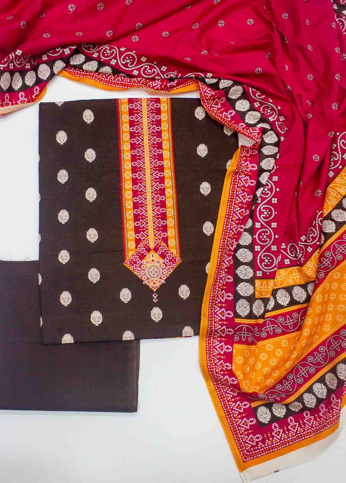 Bin Saeed Fabric - F&F-0541-  3 Piece UnStitched Printed Lawn