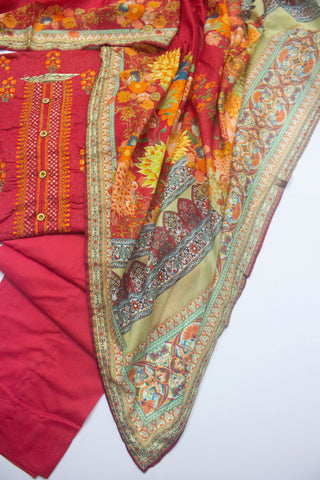 Bin Saeed Fabric - FLE-079- 3 Piece Embroidered Stitched Suit