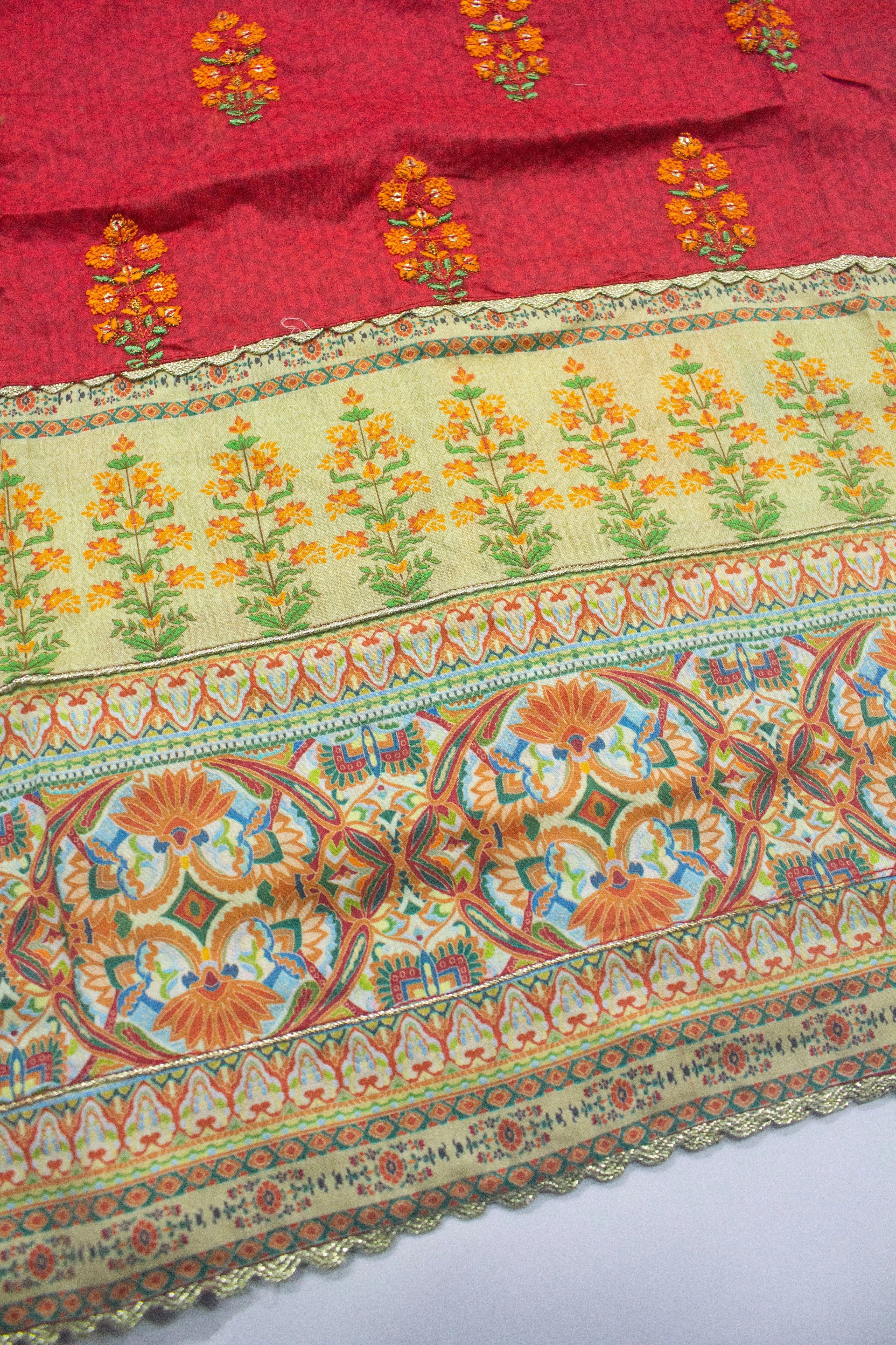 Bin Saeed Fabric - FLE-079- 3 Piece Embroidered Stitched Suit