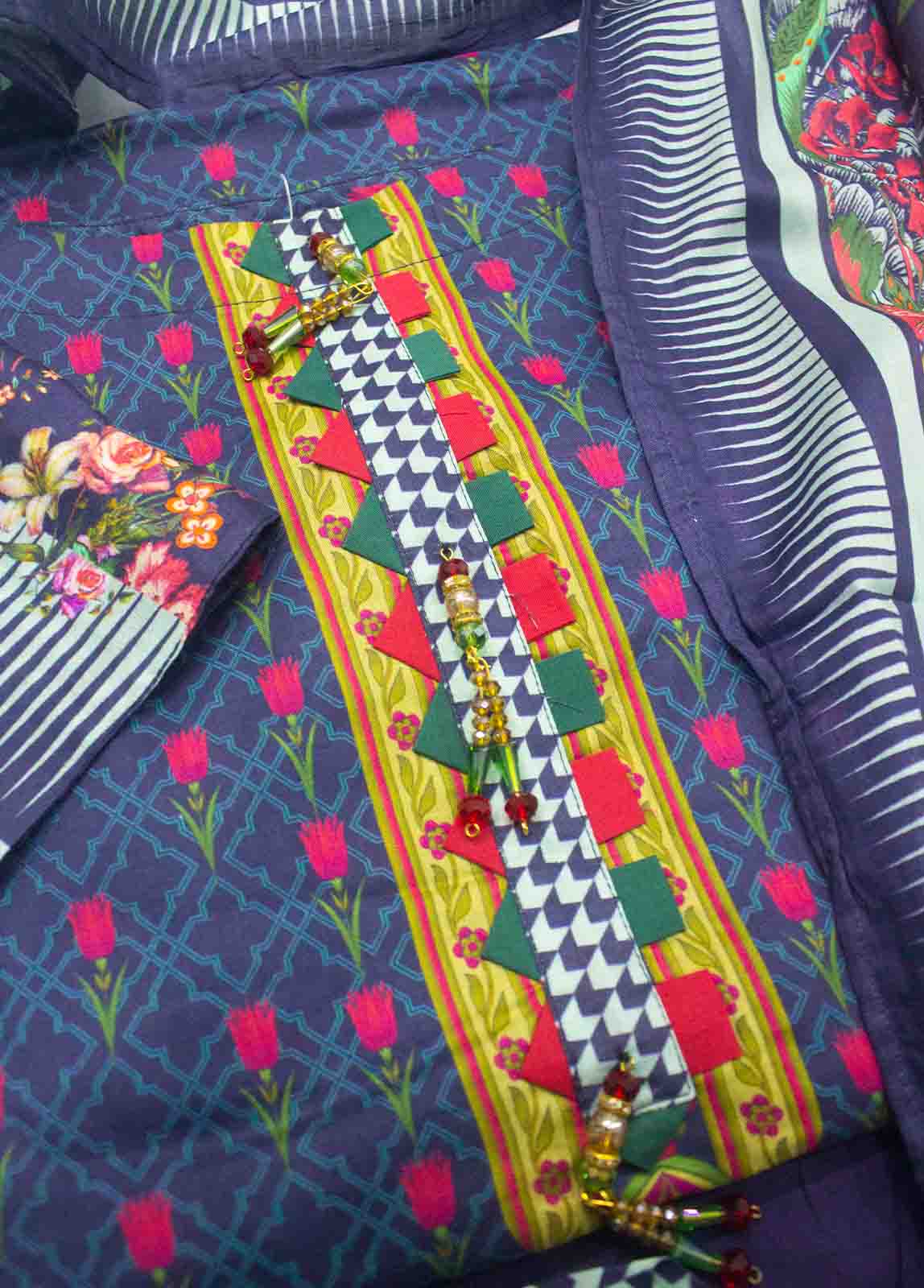 Bin Saeed Fabric - FLP-279- 3 Piece Printed Stitched Suit