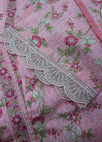 Bin Saeed Fabric - FR-0543- 3 Piece Embroidered Frock Style